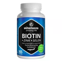 BIOTIN 10 mg tablety s vysokou dávkou + zinek + selen, 365 ks