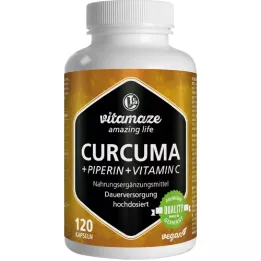 CURCUMA+PIPERIN+Vitamin C veganské kapsle, 120 ks