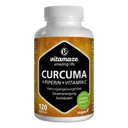 CURCUMA+PIPERIN+Vitamin C veganské kapsle, 120 ks