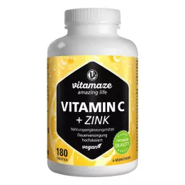 VITAMIN C 1000 mg vysoké dávky + zinek veganské tablety, 180 ks