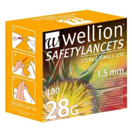 WELLION Safetylancety 28 G bezpečnostní emaily, 100 ks