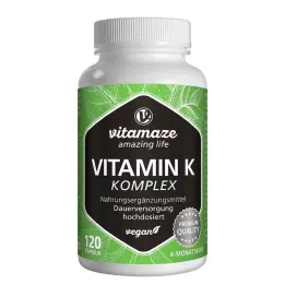 VITAMIN K1+K2 komplexní veganské kapsle s vysokým dávkováním, 120 ks