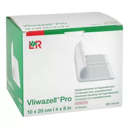 Vliwazell Pro superabsorb.compress sterilní 10x20 cm, 10 ks