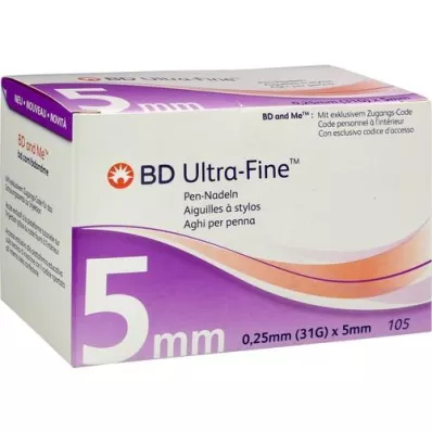 BD ULTRA-FINE Jehly do pera 5 mm 31 G 0,25 mm, 105 ks