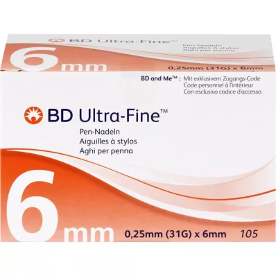 BD ULTRA-FINE Jehly do pera 6 mm 31 G 0,25 mm, 105 ks