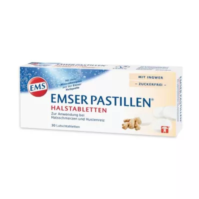Emser pastilky pastilky do krku se zázvorovým cukrem bez cukru, 30 ks