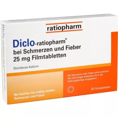 DICLO-RATIOPHARM proti bolesti a horečce 25 mg FTA, 20 ks