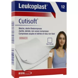 LEUKOPLAST Cutisoft fleece compress 7,5x7,5 cm sterilní, 12 ks