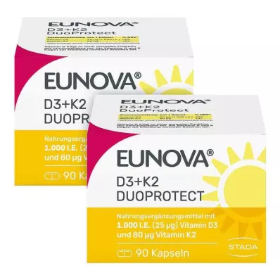 Eunova Duoprotect D3 + K2 1000 IU / 80 µg kapsle, 2x90 ks Eunova Duoprotect D3 + K2 1000 IU / 80 µg kapsle, 2x90 ks