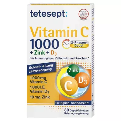 TETESEPT Vitamin C 1000+Zinek+D3 1000 I.U. tablety, 30 ks