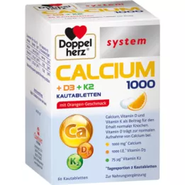 DOPPELHERZ Systém žvýkacích tablet Calcium 1000+D3+K2, 60 ks