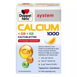 DOPPELHERZ Systém žvýkacích tablet Calcium 1000+D3+K2, 60 ks