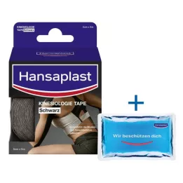 HANSAPLAST Sportovní kineziologický tejp 5 cmx5 m černý, 1 ks