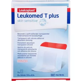 LEUKOMED T plus skin sensitive sterilní 8x10 cm, 5 ks