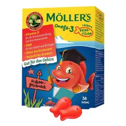 MÖLLERS Omega-3 Jelly Fish Strawberry Žvýkací tablety, 36 ks