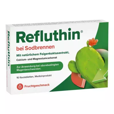 REFLUTHIN na pálení žáhy Žvýkací tablety ovoce, 16 ks REFLUTHIN na pálení žáhy Žvýkací tablety ovoce, 16 ks
