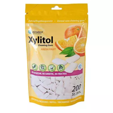 MIRADENT Žvýkačky Xylitol Fresh Fruit Refill, 200 St