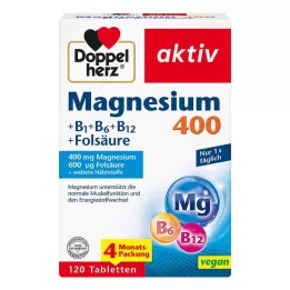 DOPPELHERZ Hořčík 400+B1+B6+B12+kyselina listová tbl, 120 ks