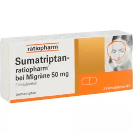 SUMATRIPTAN-ratiopharm na migrénu 50 mg potahované tablety, 2 ks