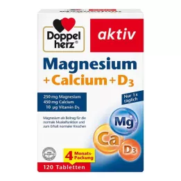 DOPPELHERZ Hořčík+vápník+D3 tablety, 120 kapslí