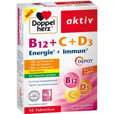 DOPPELHERZ B12+C+D3 Depot aktivní tablety, 30 ks