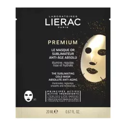 LIERAC Prémiová zdokonalující zlatá plátýnková maska, 1x20 ml