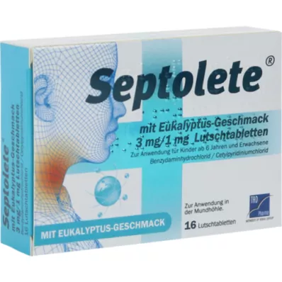 SEPTOLETE s eukalyptovou příchutí 3mg/1mg Lut.-T., 16 ks