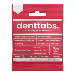 DENTTABS Dětská jahoda bez fluoridu, 125 ks