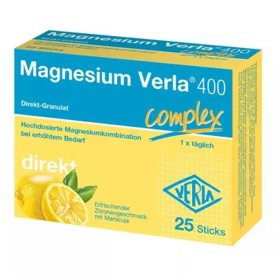 MAGNESIUM VERLA 400 Granule Lemon Direct, 25 ks