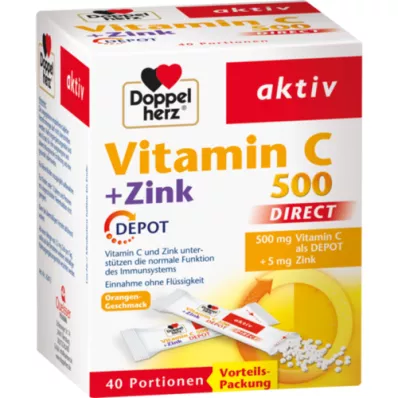 DOPPELHERZ Vitamin C 500+Zinc Depot DIRECT Pelety, 40 ks