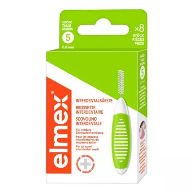 ELMEX Mezizubní kartáčky ISO velikost 5 0,8 mm zelené, 8 ks ELMEX Mezizubní kartáčky ISO velikost 5 0,8 mm zelené, 8 ks