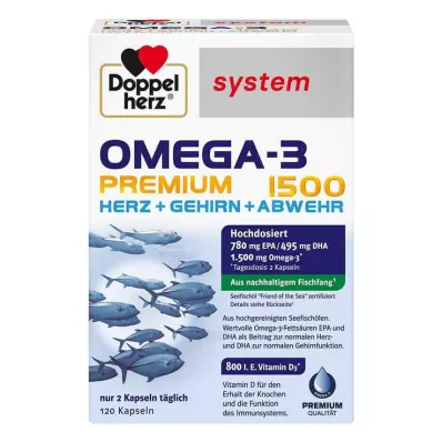 DOPPELHERZ Systém Omega-3 Premium 1500 kapslí, 120 kapslí
