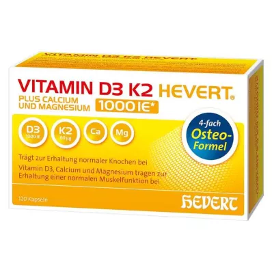 VITAMIN D3 K2 Hevert plus Ca Mg 1000 IE/2 kapsle, 120 ks