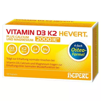 VITAMIN D3 K2 Hevert plus Ca Mg 2000 IE/2 kapsle, 120 ks