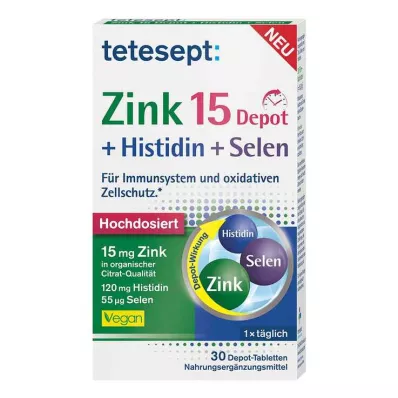 Tetesept Zinc 15 Depot + Histidin + Selen potahované tablety, 30 ks