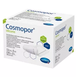 COSMOPOR silikonový obvaz na rány 5x7,2 cm, 25 ks