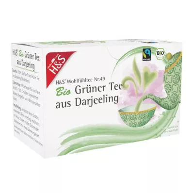 H&amp;S Organický zelený čaj z Darjeelingu ve filtračních sáčcích, 20 x 2 g