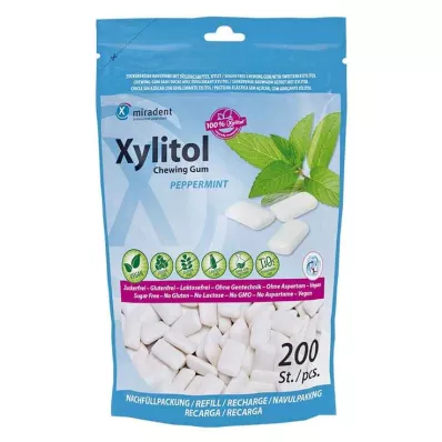 MIRADENT Xylitol zubní péče žvýkačka máta peprná, 200 ks