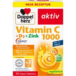 DOPPELHERZ Vitamin C 1000+D3+Zinek Depot tablety, 30 ks