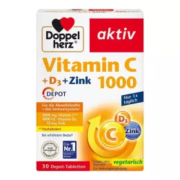 DOPPELHERZ Vitamin C 1000+D3+Zinek Depot tablety, 30 ks