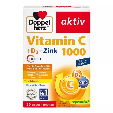 Doppelherz Vitamin C 1000 + D3 + tablety Zinc Depot, 30 ks