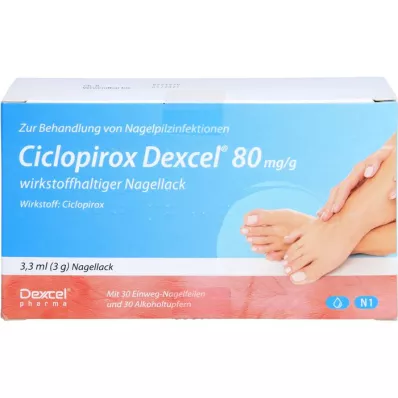 CICLOPIROX Dexcel 80 mg/g účinné látky lak na nehty, 3,3 ml