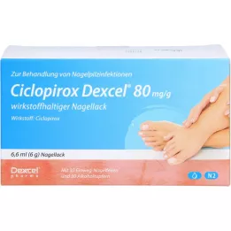 CICLOPIROX Dexcel 80 mg/g účinné látky lak na nehty, 6,6 ml
