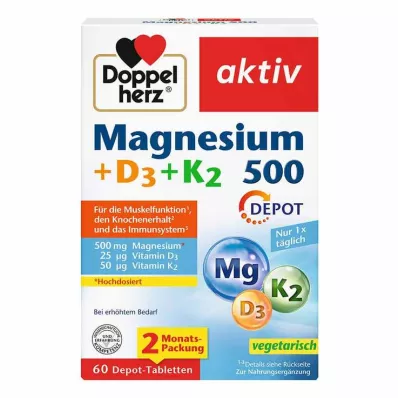 Doppelherz Magnesium 500 + D3 + K2 Depot tablety, 60 ks