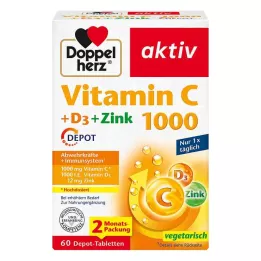 DOPPELHERZ Vitamin C 1000+D3+Zinek Depot Tablets, 60 kapslí
