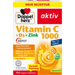 DOPPELHERZ Vitamin C 1000+D3+Zinek Depot tablety, 100 ks