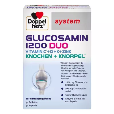 Kombinované balení systému Doppelherz Glucosamine 1200 Duo, 60 kusů