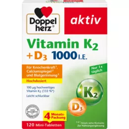DOPPELHERZ Vitamin K2+D3 1000 I.U. tablety, 120 ks
