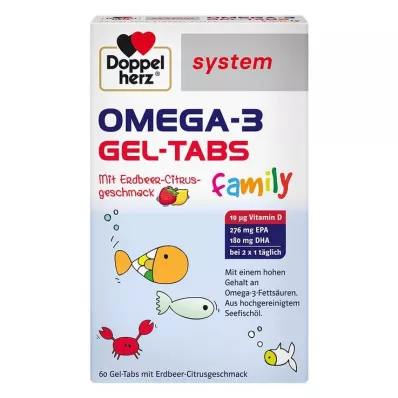 Doppelherz Omega-3 Gel-Tabs rodina Strawberry Citrus system, 60 ks