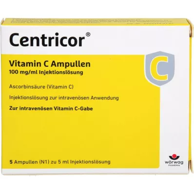 CENTRICOR Vitamin C Ampule 100 mg/ml Inj. roztok, 5X5 ml